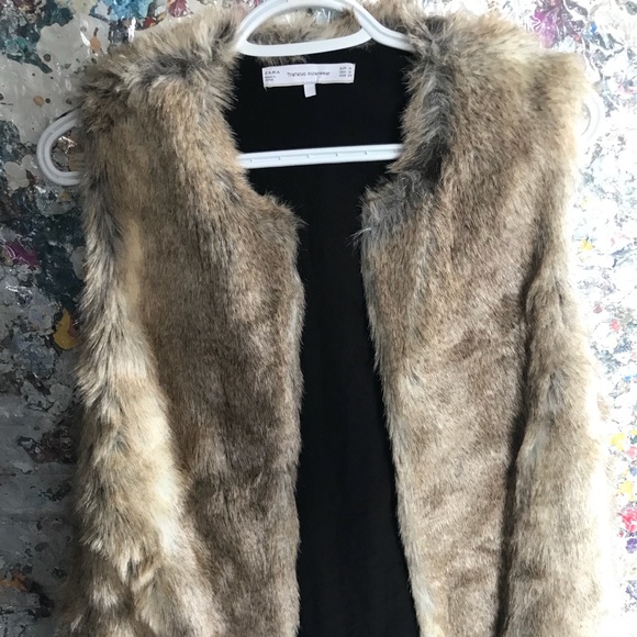 zara faux fur vest womens